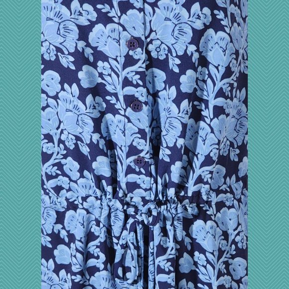 Cabi Blue Floral Printed Drawstring Waist Dress - Picture 2 of 5